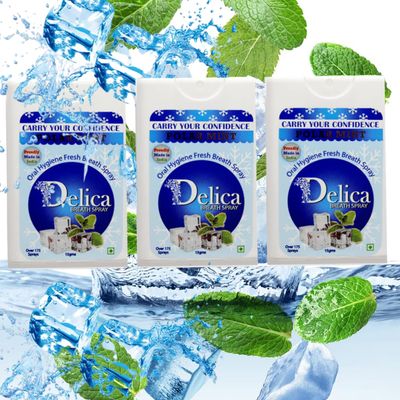 Delica Instant Mouth And Breath Freshner Spray For Bad Breath | |Instant Germ Kill Fresh Breath | Longlasting Freshness, Germ Fighting Formula Polar Mint Flavour_45gm