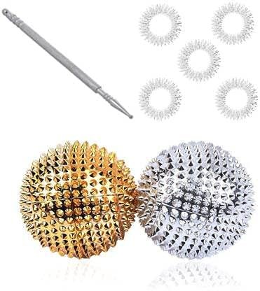 Acupunctoreum acupressure Massager Tools Combo Kit with Ball Magnetic Set + Jimmy Pensil Steel + Sujok Finger Ring Massager