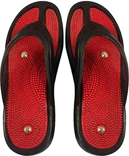Acupunctoreum acupressure & MAGNETIC SLIPPER RED And BLACK BLOOD CIRCULATION UNISEX For Men and Women (Size-4)