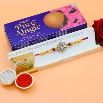 Jaipur Ace Premium Rakhi Brother With Chocolate | Rakhi Chocolate Hamper Gifts | Rakhi For Brother | Pure Magic Chocolush Cookies | Rakhi With Roli & chawal
