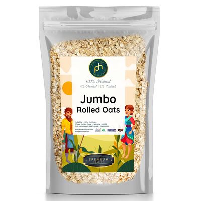 PHs Organic Jumbo Oats flakes 450g USDA NPOP Certified | Gluten-free | 100% Natural rich in fibre | Suitable for Diet | Great Breakfast Vacuum packed