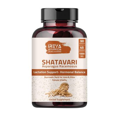 Shatavari Capsules Organic for Women 90 Capsules 1000mg | Herbal Supplement for women | Breastfeeding Lactation Support for Women | Women Wellness Capsules | 45 Days Supply