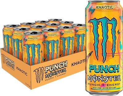 Monster Khaotic Energy + Juice Carbonated Energy Drink, 16.91 fl oz 500 ml, 12 Pack