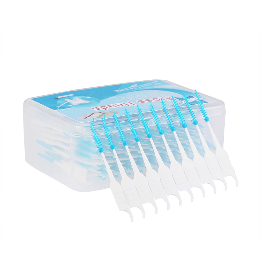 Eacam 200Pcs Interdental Brush Dental Floss Toothpick Soft Silicone Double-ended Interdental Brush Teeth Clean Tool with Box
