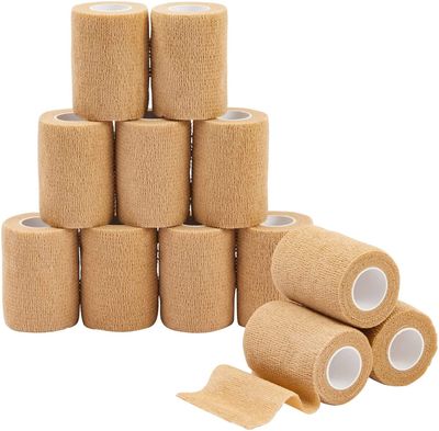 Agam Musclefix Vet Wrap Cohesive Self Adhesive Bandage For Humans&Pets(Dogs,Cats,Birds),Breathable,Elastic(10 Cm X 4.5 Mtr,Pack Of 12)Beige