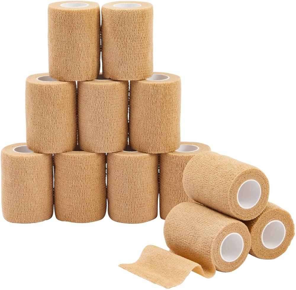 Agam Musclefix Vet Wrap Cohesive Self Adhesive Bandage For Humans&Pets(Dogs,Cats,Birds),Breathable,Elastic(10 Cm X 4.5 Mtr,Pack Of 12)Beige