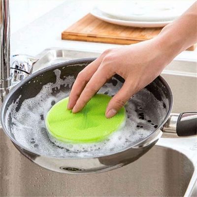 Asterin Sales Antibacterial Silicone Dish Scrubber Fruit and Vegetable Washing Brush Multipurpose Silicone Dishwashing Tools for Kitchen - Multicolor
