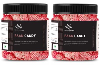 Hungry Harvest Paan Flavoured Candy | Dry Sweet Paan Candy [Jar Pack] (600 Grams (Pack of 2 of 300 Grams))