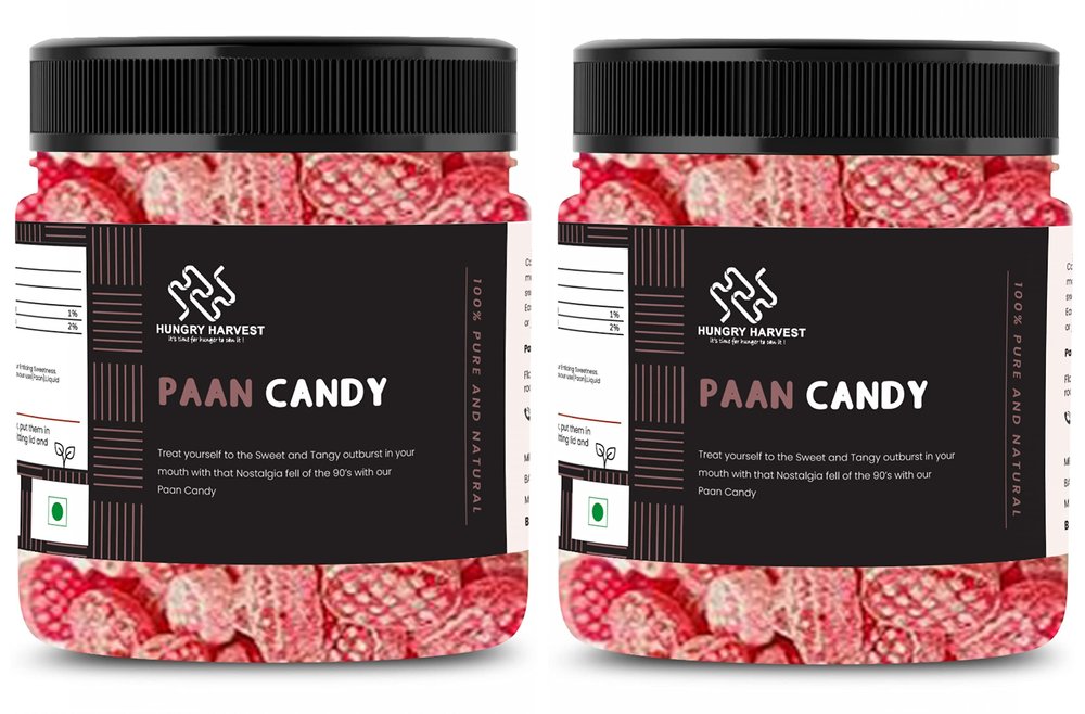 Hungry Harvest Paan Flavoured Candy | Dry Sweet Paan Candy [Jar Pack] (600 Grams (Pack of 2 of 300 Grams))