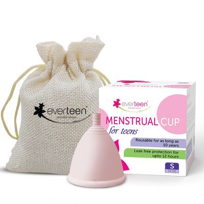 everteen Reusable Menstrual Cup Small for Women (16ml) with Pouch, Ultra Soft & Rash Free, 12 hours Leak-Proof Protection, No Discomfort or Leakage, Medical-Grade Silicone - Pack of 1