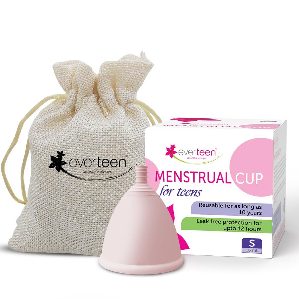 everteen Reusable Menstrual Cup Small for Women (16ml) with Pouch, Ultra Soft & Rash Free, 12 hours Leak-Proof Protection, No Discomfort or Leakage, Medical-Grade Silicone - Pack of 1