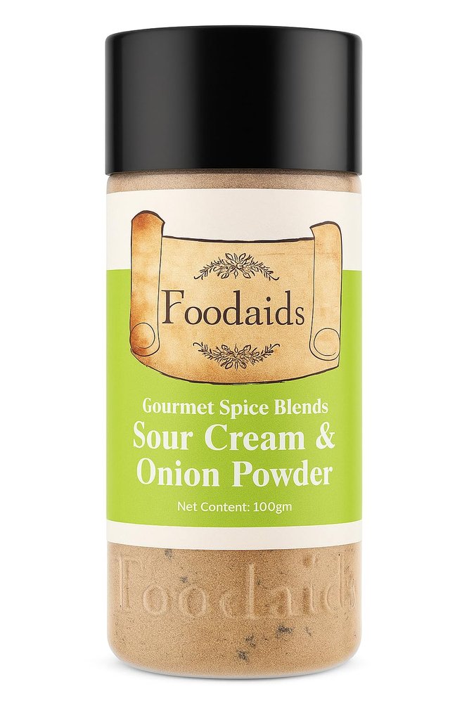 Foodaids SOUR CREAM & ONION POWDER (100 GM) Aromatic flavourful seasoning. Sprinkle on chips and popcorns.