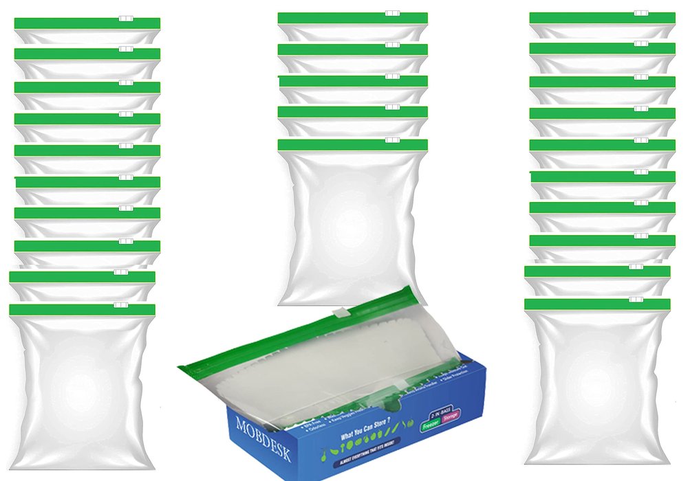 MOBDESK Multipurpose Slider Storage Bags Small, Reusable and Reclosable, Airtight Seal for Travel Freezer Refrigerator Packing Cloths Accessories, Multi Purpose Storage Bag (25 Pcs)- Ur-111