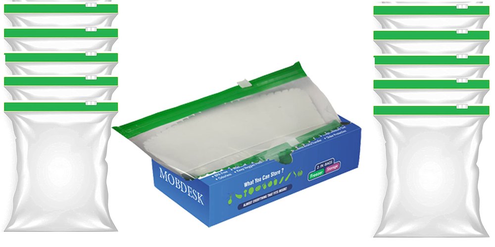MOBDESK Zip Lock Pouches - Zip Lock Bag For Storage, Freezer Re-usable Zipper Bags, Zip Lock Bags For Fridge Storage, Multipurpose Storage Bag Reusable And Reclosable With Slider Lock(10 Pcs)- Ur- 413