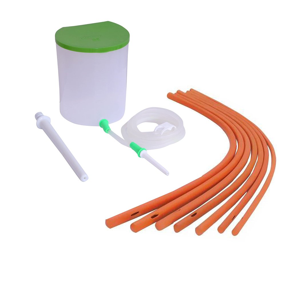 Fastro 1.5 Litre PVC Enema Kit Satvik Movement Improved model - 1 silicon pipe, 2 nozzles 1 pinch clamp and 7 Enema Rubber Pipe for Men and Women - With User Manual
