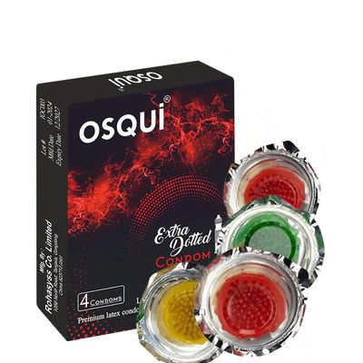 OSQUI Extra Delay Extra Time Long Play Extra Dotted Thronspai Condoms For Men (Pack of 4)