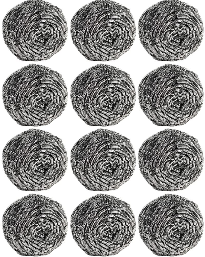 12Pcs Steel Wool Scrubber Pads for Cleaning Dishes, Pans, Pots, Ovens, Grills, Sinks - Stainless Steel Scrubbers for Kitchen, 12 Pack