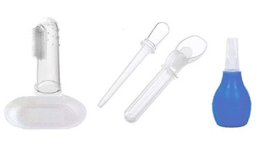 Ganpati Enterprises Baby Infant Plastic Feeding Device Water Feeder Baby Medicine Spoon Dropper (with Baby Nose Cleaner and Baby Finger Brush - Multicolor)