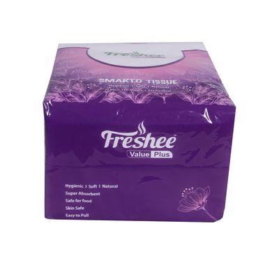 Freshee Facial Tissues 100 sheets 1 Ply SMARTO Tissue Napkins 27cm X 30cm Pack of 1 Super Absorbent, Safe for Skin & Food, Easy to pull