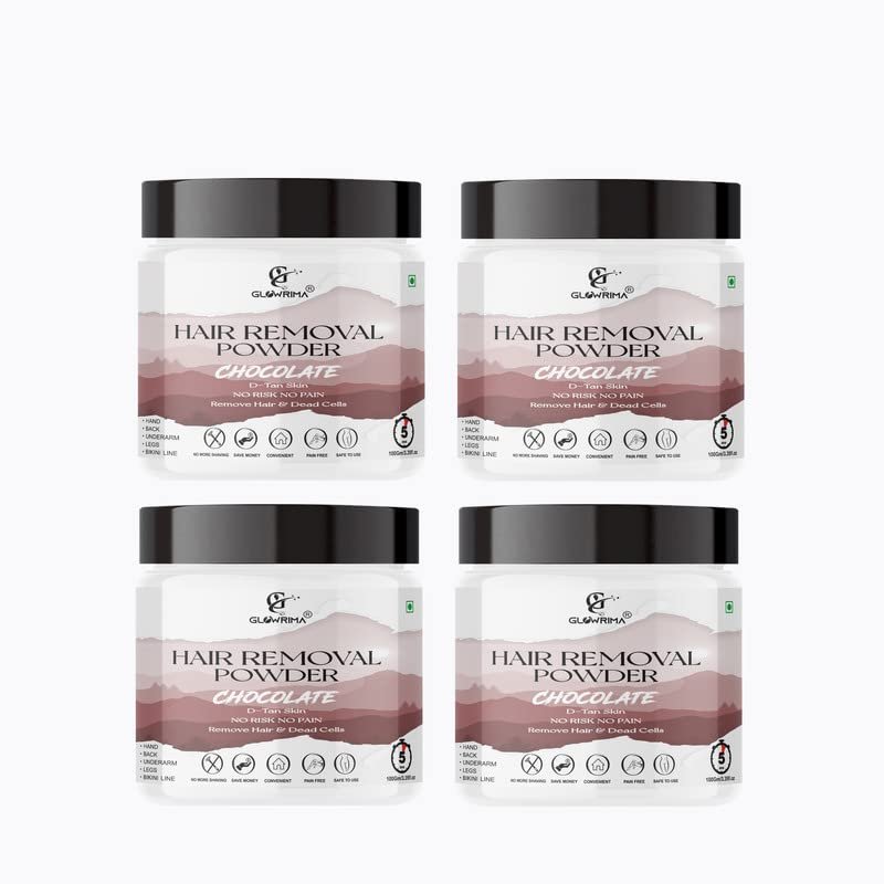 Glowrima Activated Hair Removal Powder (Chocolate Fragrance) For Underarms, Hand, Legs & Bikini Line (For Easy Hair Removal No Risk No Pain) Men & Women 400 gms