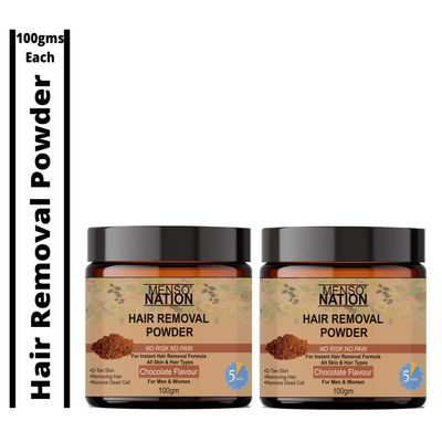 Mensonation Hair Removal Powder for removing Hairs & D Tanning for Legs, Forearms,Chest, Back Chocolate Fragrance100 Gms (2)