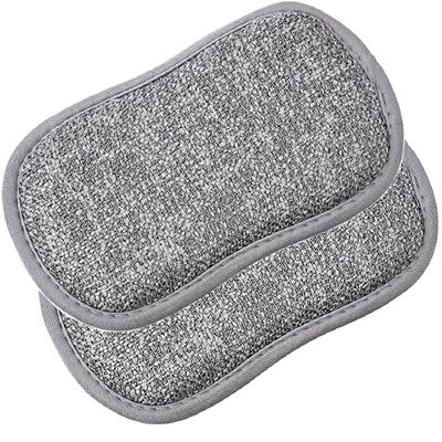 HEXONIQ Scrub Foam, Dual Action Sponge Scratch Proof Scrubber with Special Microfiber Scrub with Heavy Duty Scouring for All Utensils Type Dish Washing, Heavy and Oily Stains Cleaning, Pack of 2