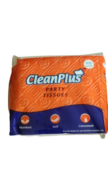 CleanPlus Party Tissues Pack of Two (100 Count) - Soft, Absorbent, Convenient