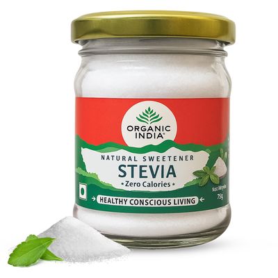 A TATA Product  Organic India Stevia Powder  75g | Plant-Based Natural Sweetener | Zero Calories | Sugar-Free | Low Glycemic Index