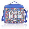 Echo Boomers Food Printed Insulated Lunch Bag, Tiffin and Food Storage Bag for Work, Students, Office, Picnic, College & School with Bottle Holder & Multiple Zipper Pockets (Blue) view 1