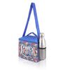 Echo Boomers Food Printed Insulated Lunch Bag, Tiffin and Food Storage Bag for Work, Students, Office, Picnic, College & School with Bottle Holder & Multiple Zipper Pockets (Blue) view 4