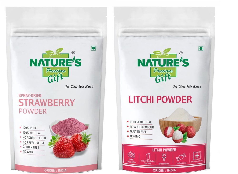 NATURE'S Precious Gift - Strawberry Powder & Litchi Powder - 100 gm