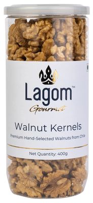 Lagom Gourmet Chilean Walnut Kernels 400g | All Natural | No Preservatives | No Additives | Gluten Free | Vegan | Plant Based | Non GMO | Walnuts Dry Fruit | Walnuts Without Shell | Akhrot Giri