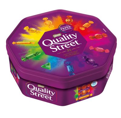 NESTLE Quality Street Assorted Chocolate and Toffee Selection, Purple Octagonal Gift Tin Box, 550g, 48 Pieces, X Pack of 6 Tin (From UK), Perfect for Festival Gifting