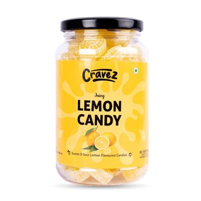 Cravez Lemon Candy Nimbu Goli - 400G Yellow Popping Candies | Special Lemon Fruit Toffee | More Flavour Than Sugar | No Preservative | No Harmful Flavour | Nostalgic Candy For All Age (400G)