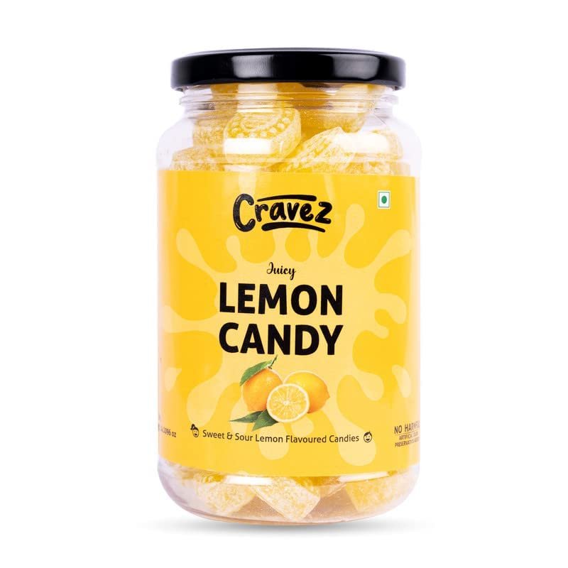 Cravez Lemon Candy Nimbu Goli - 400G Yellow Popping Candies | Special Lemon Fruit Toffee | More Flavour Than Sugar | No Preservative | No Harmful Flavour | Nostalgic Candy For All Age (400G)