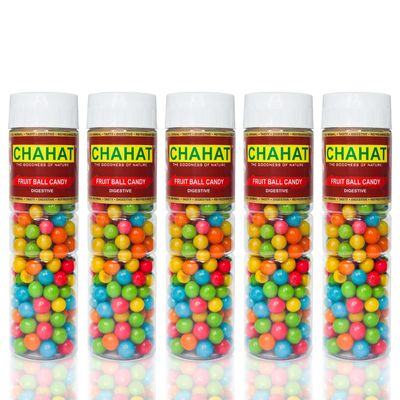 Chahat Pack of 5 Fruit Balls/Candy | Colorful Khatti Mithi Goli | Sugar Pearls | Mouth Freshener