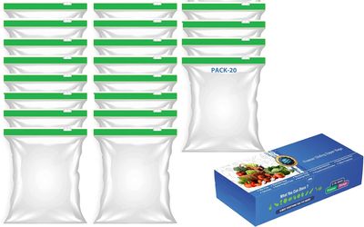 LAPREX Pack Of 20 Yellow Reusable Plastic Zipper Bags, Expandable Bottom, Freezer & Microwave Safe, Ideal For Food Storage