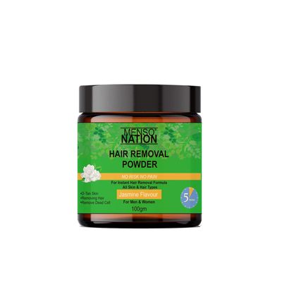 Mensonation Hair Removal Powder for removing Hairs & D Tanning for Legs, Forearms, Chest, Back JASMINE Fragrance 100 Gms (200)