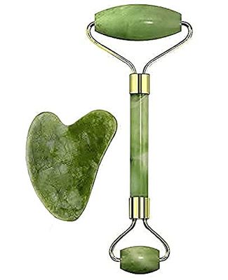 ACP ACUPRESSURE Flfwlass Facial Neck Massager Jade Roller&Gua Sha Stone