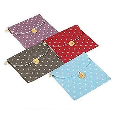 9UP 4Pcs Sanitary Pad Organizer For Travel | Printed Dots Sanitary Napkin Pad Pouch For Women & Girls | Cotton Sanitary Storage Bag | Sanitary Pad Pouch (Pack Of 4, Multicolor)