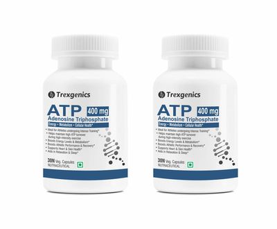 Trexgenics ATP Adenosine Triphosphate 400 mg Energy, Metabolism, Endurance, Cellular Health VEGAN & NON-GMO (30 Vcaps) (Pack of 2)