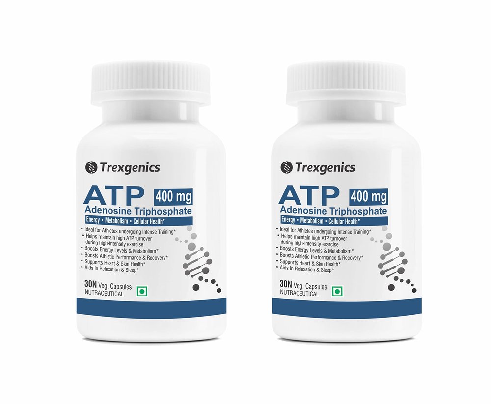Trexgenics ATP Adenosine Triphosphate 400 mg Energy, Metabolism, Endurance, Cellular Health VEGAN & NON-GMO (30 Vcaps) (Pack of 2)