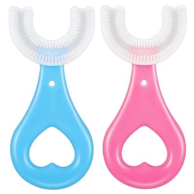 Onlyeasy U Shaped Toothbrush For Kids Manual Kids Brush 2-5 Years 360 Degree Soft Silicone Oral Teeth Cleaning For Baby Infant Toddler Children (Pack of 2)