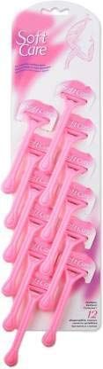 Jamon Soft Care Disposable Razor for Body for Women and Men With Nourishing White Stripe.(Pack of 12) (Blue Or Pink) (Random Colour)