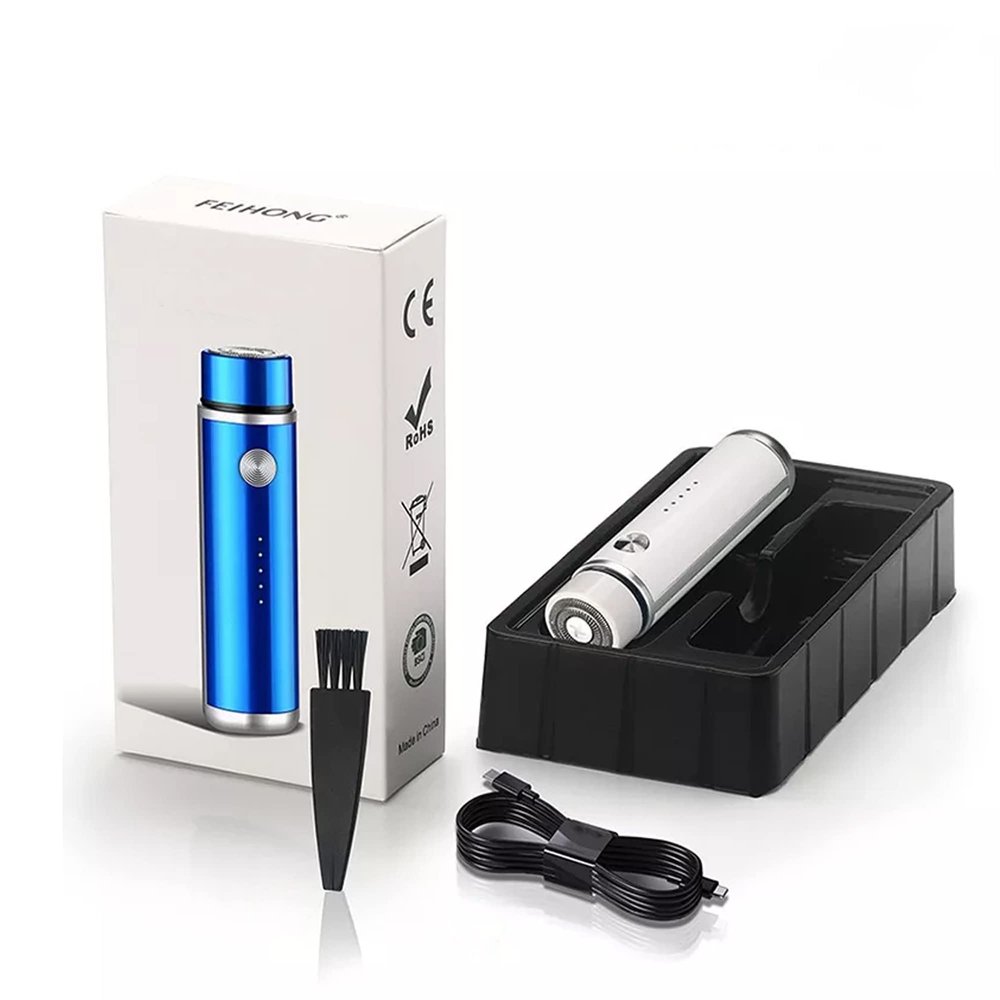 REZDAX Mini Electric Shaver Pocket Size Waterproof Razor Washable Portable Shaving Beard Trimmer Rechargeable Men and Women Shaver, White