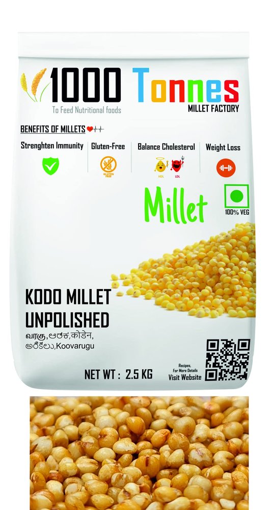 1 kg Kodo Millet Unpolished (EXPORT QUALITY) - Kodo Millet, Varagu, Arka, Koden/Kodra, Arikelu, Koovarugu | millets | millet keeps body healthy -1000 Tonnes
