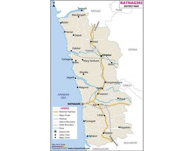 Ratnagiri District Map, Maharashtra (36 Width)