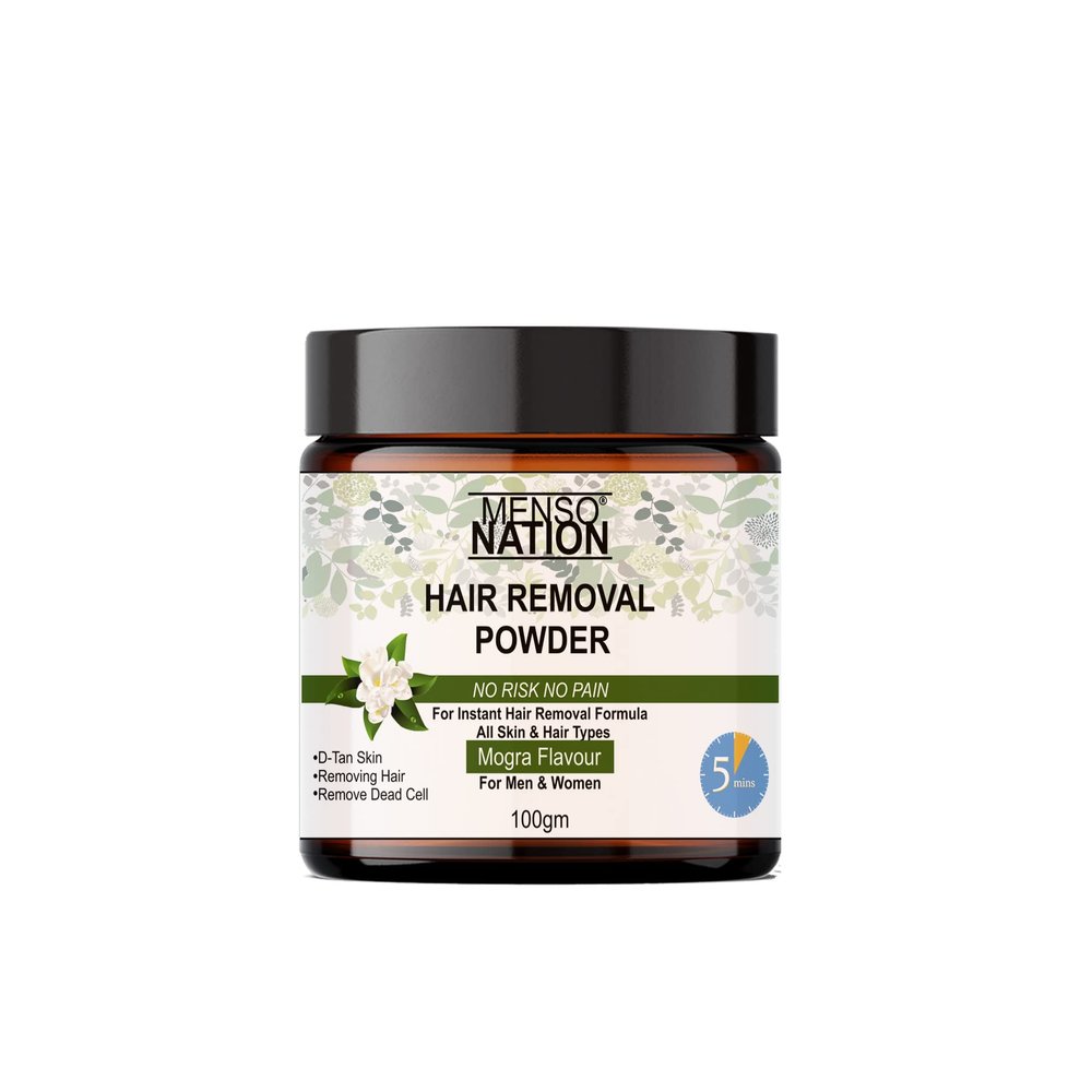 Mensonation Hair Removal Powder for removing Hairs & D Tanning for Legs, Forearms, Chest, Back MOGRA Fragrance 100 Gms (100)