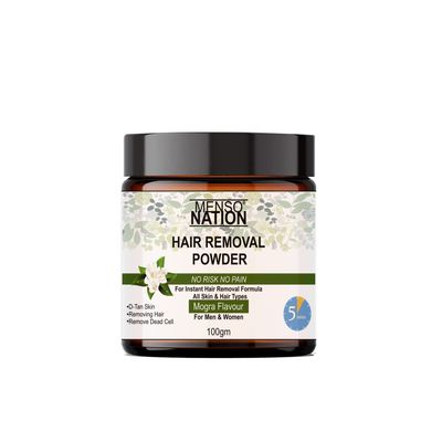 Mensonation Hair Removal Powder for removing Hairs & D Tanning for Legs, Forearms, Chest, Back MOGRA Fragrance 100 Gms (300)