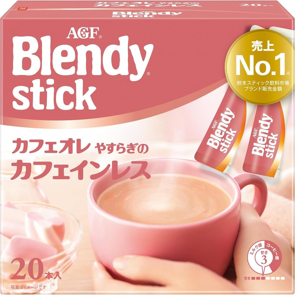 AGF Blendy Stick Cafe au Lait Peaceful Decaffeinated 20 Sticks | Made in Japan
